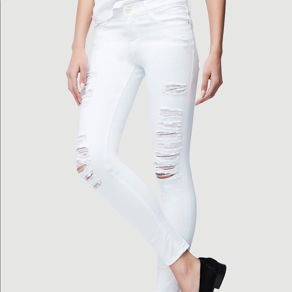 Frame le color ripped blanc jean size 24